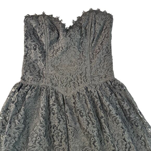 Vintage Gunne Sax by Jessica McClintock Black Lace Strapless Corset Dress xs - Picture 1 of 8